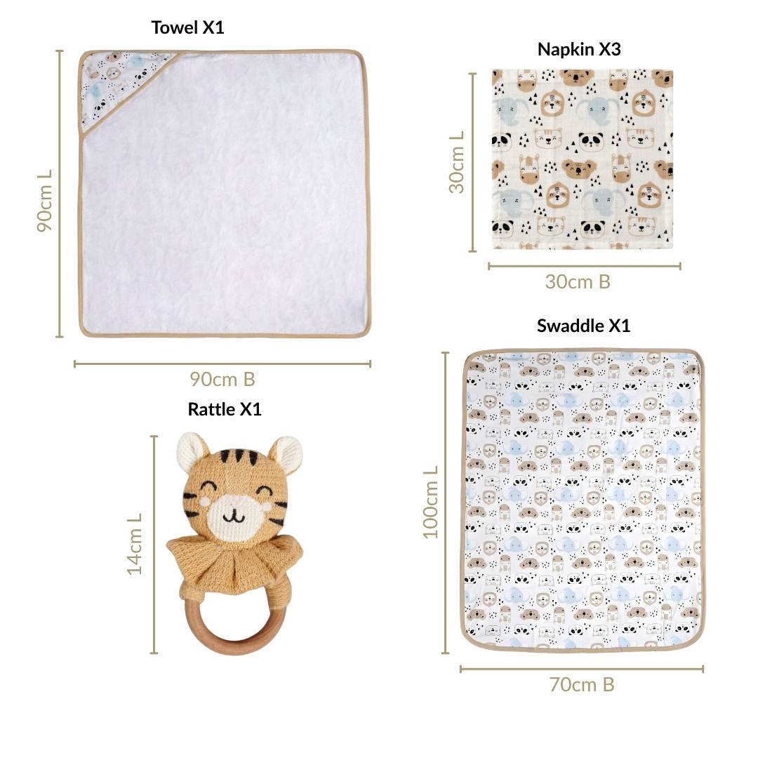 Wild One Baby Shower Gift With Towel Swaddle Rattle Napkin Set Of 6 Nestasia
