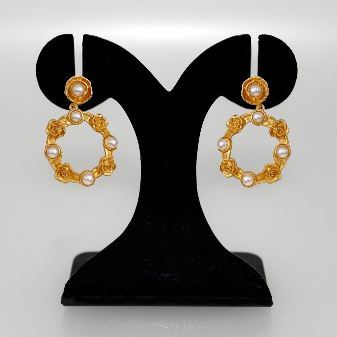 Wild Roses And Pearls Earrings Nestasia