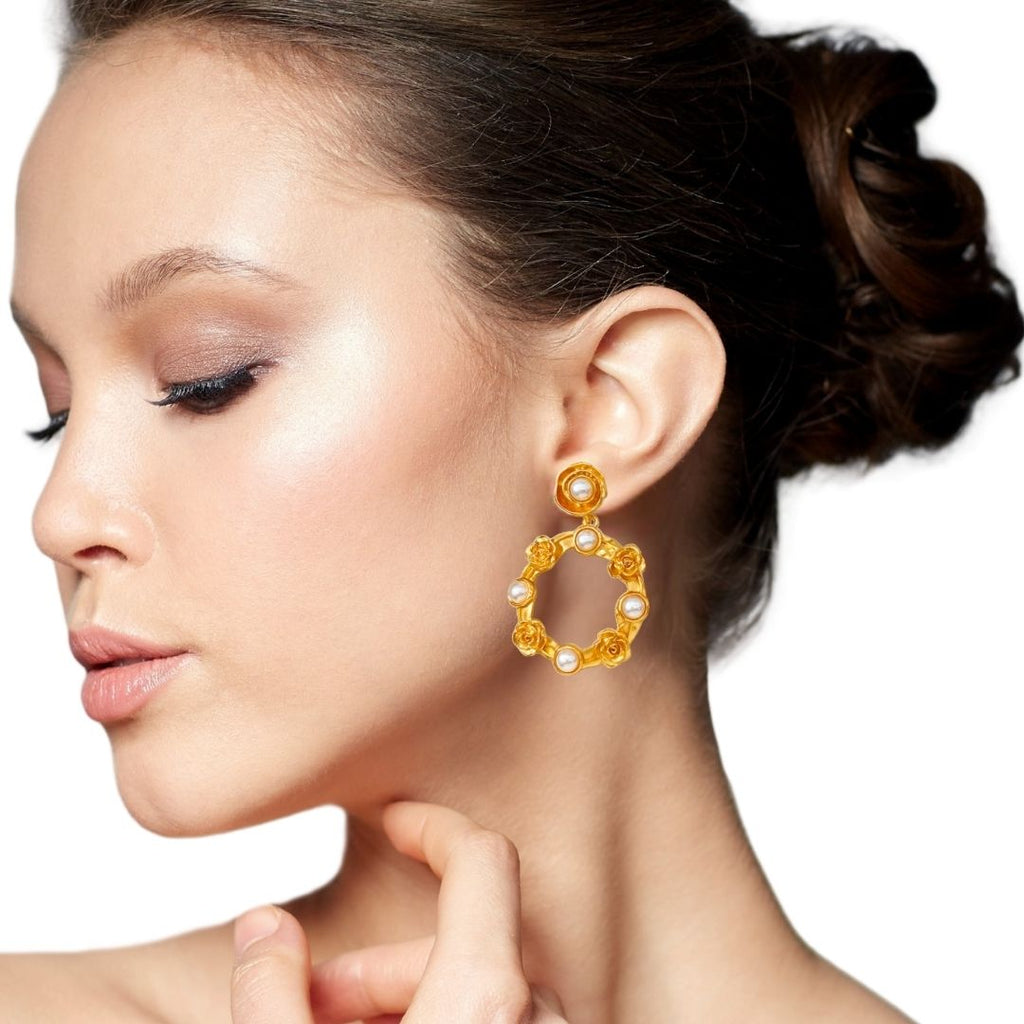 Wild Roses And Pearls Earrings Nestasia