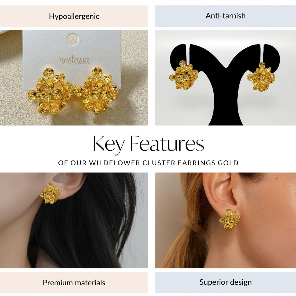 Wildflower Cluster Earrings Gold Nestasia