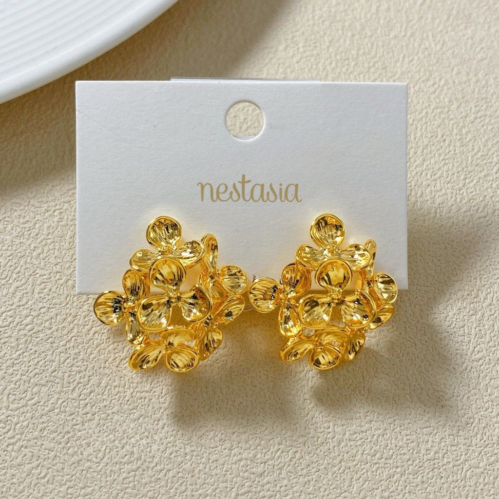 Wildflower Cluster Earrings Gold Nestasia