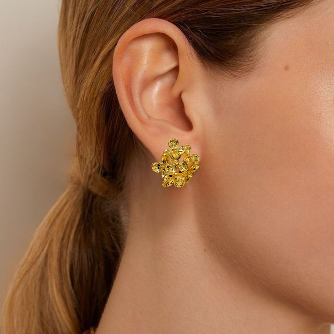 Wildflower Cluster Earrings Gold Nestasia