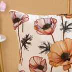 Poppy Flower Cotton Embroidered Cushion Cover 40x40cm Nestasia