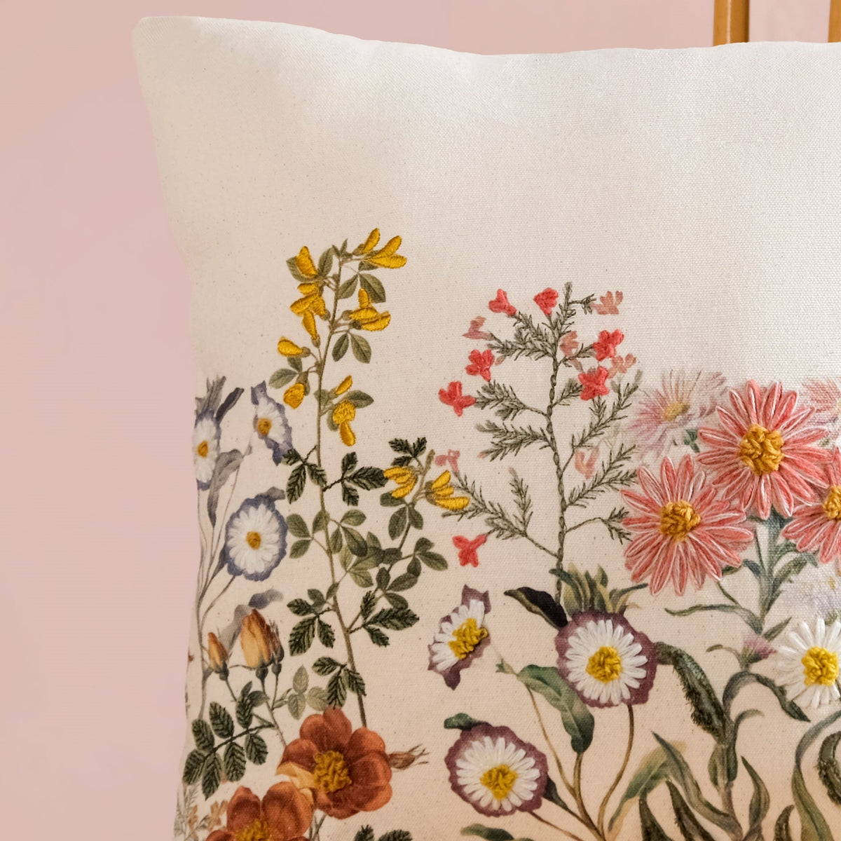 Wildflower Whisper Embroidered Cushion Cover 40x40cm Nestasia