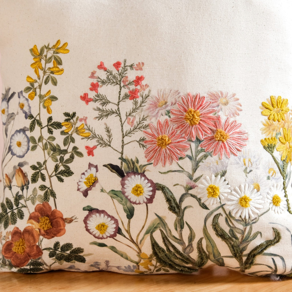 Wildflower Whisper Embroidered Cushion Cover 40x40cm Nestasia