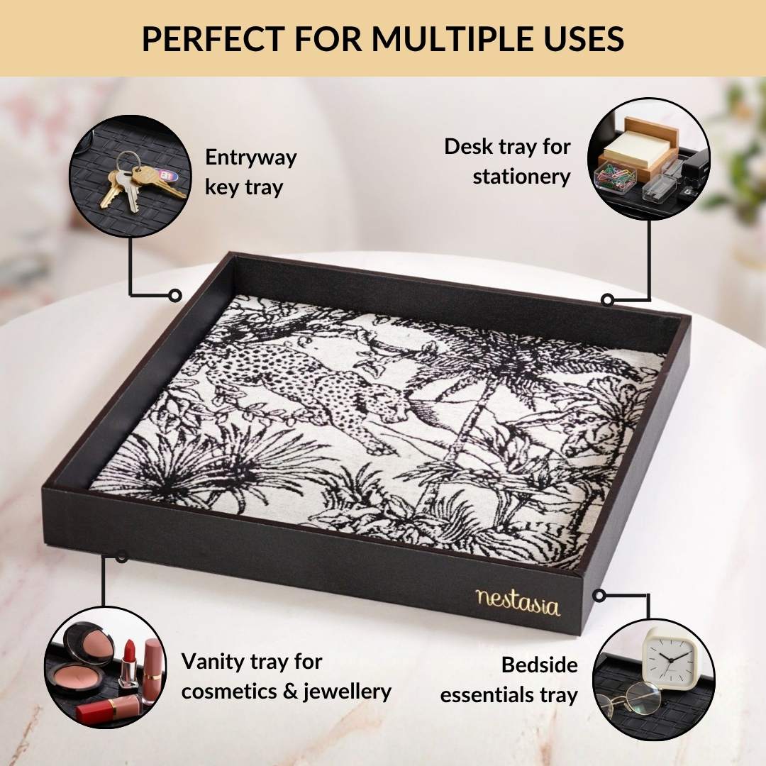 Wildlife Print Desk Organizer Tray Square Nestasia