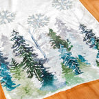 Snowfall In Pine Forest Embroidered Table Runner Nestasia
