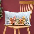 Winter Town Embroidered Cotton Cushion Cover 50x30cm Nestasia