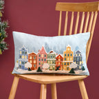 Winter Town Embroidered Cotton Cushion Cover 50x30cm Nestasia