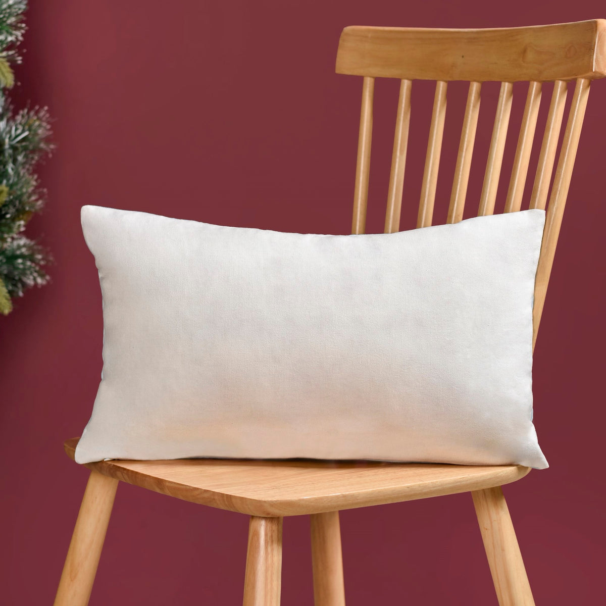 Winter Town Embroidered Cotton Cushion Cover 50x30cm Nestasia