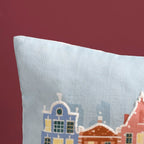 Winter Town Embroidered Cotton Cushion Cover 50x30cm Nestasia