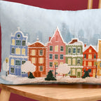 Winter Town Embroidered Cotton Cushion Cover 50x30cm Nestasia