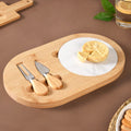 Wooden Cheese Platter Set With Marble Board And Cheese Cutlery Nestasia
