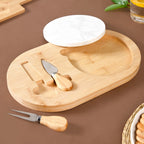 Wooden Cheese Platter Set With Marble Board And Cheese Cutlery Nestasia