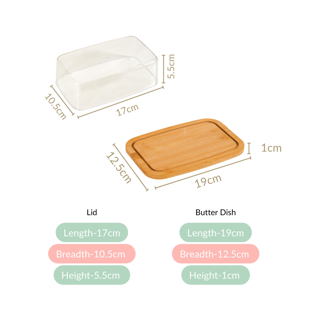 Bamboo Wood Butter Dish With Transparent Lid Nestasia