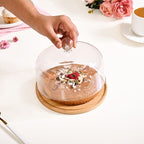 Wooden Cake Stand With Transparent Cloche 17cm Nestasia
