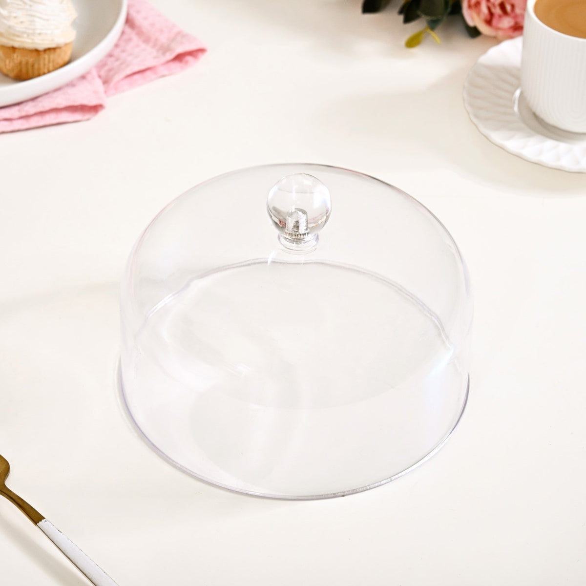 Wooden Cake Stand With Transparent Cloche 17cm Nestasia