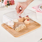 Rectangle Wooden Cake Stand With Cloche Nestasia