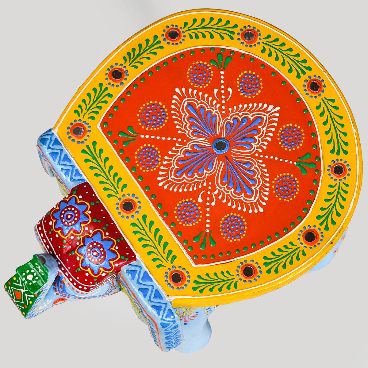 Banjara Mirror Work Wooden Elephant Decor Riser Nestasia