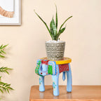 Banjara Mirror Work Wooden Elephant Decor Riser Nestasia