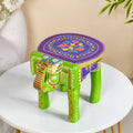 Handcrafted Vibrant Banjara Wooden Elephant Riser Nestasia