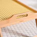 Wooden Folding Table With Rattan Weaving Nestasia