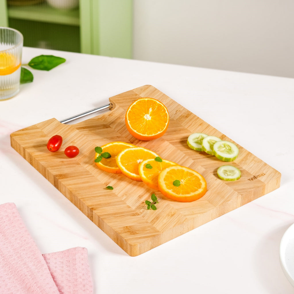 Wooden Platter With Metal Handle 12 Inch Nestasia