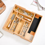 Adjustable Bamboo Kitchen Drawer Organiser For Cutlery Nestasia