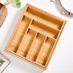 Adjustable Bamboo Kitchen Drawer Organiser For Cutlery Nestasia