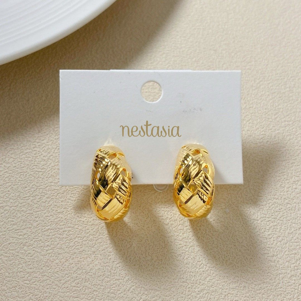 Woven In Gold Chic Metal Hoops Nestasia