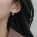Woven In Silver Chic Metal Hoops Nestasia