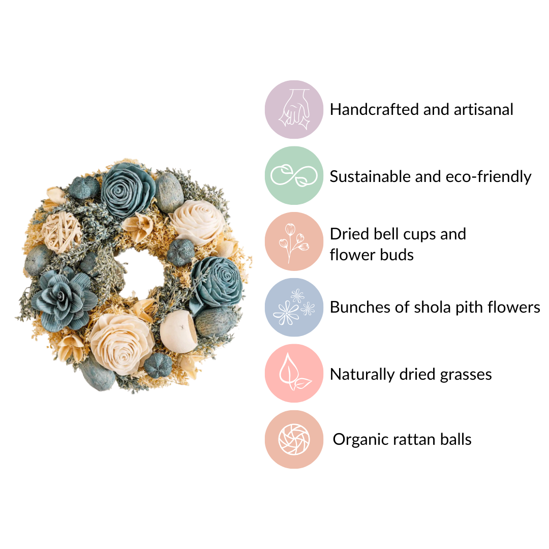 Sustainable Floral Wreath Garland Blue Nestasia