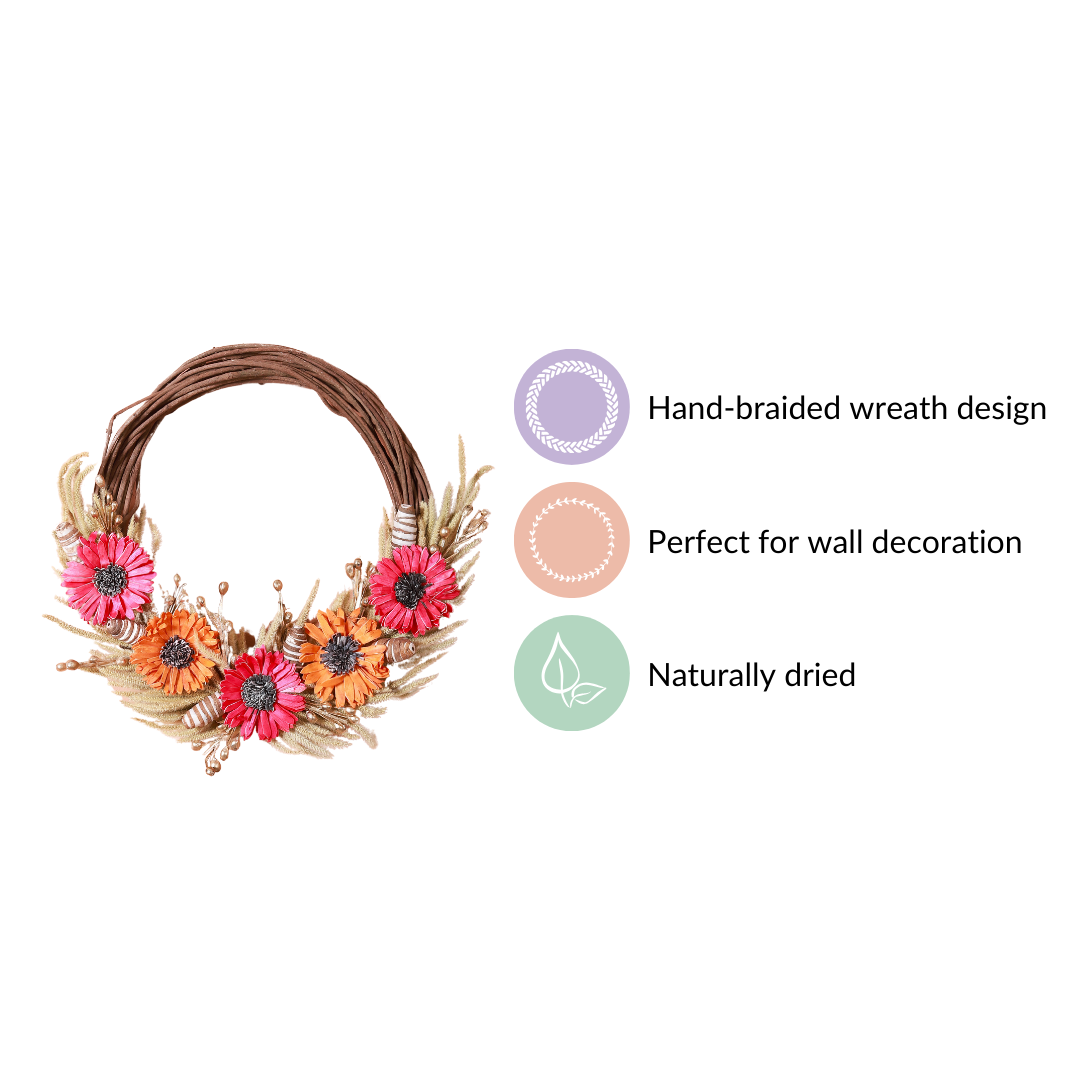 Eco Sustainable Flower Wreath For Home Multicolour Nestasia