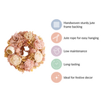 Eco-Friendly Rose Dried Flower Wreath Pink Nestasia
