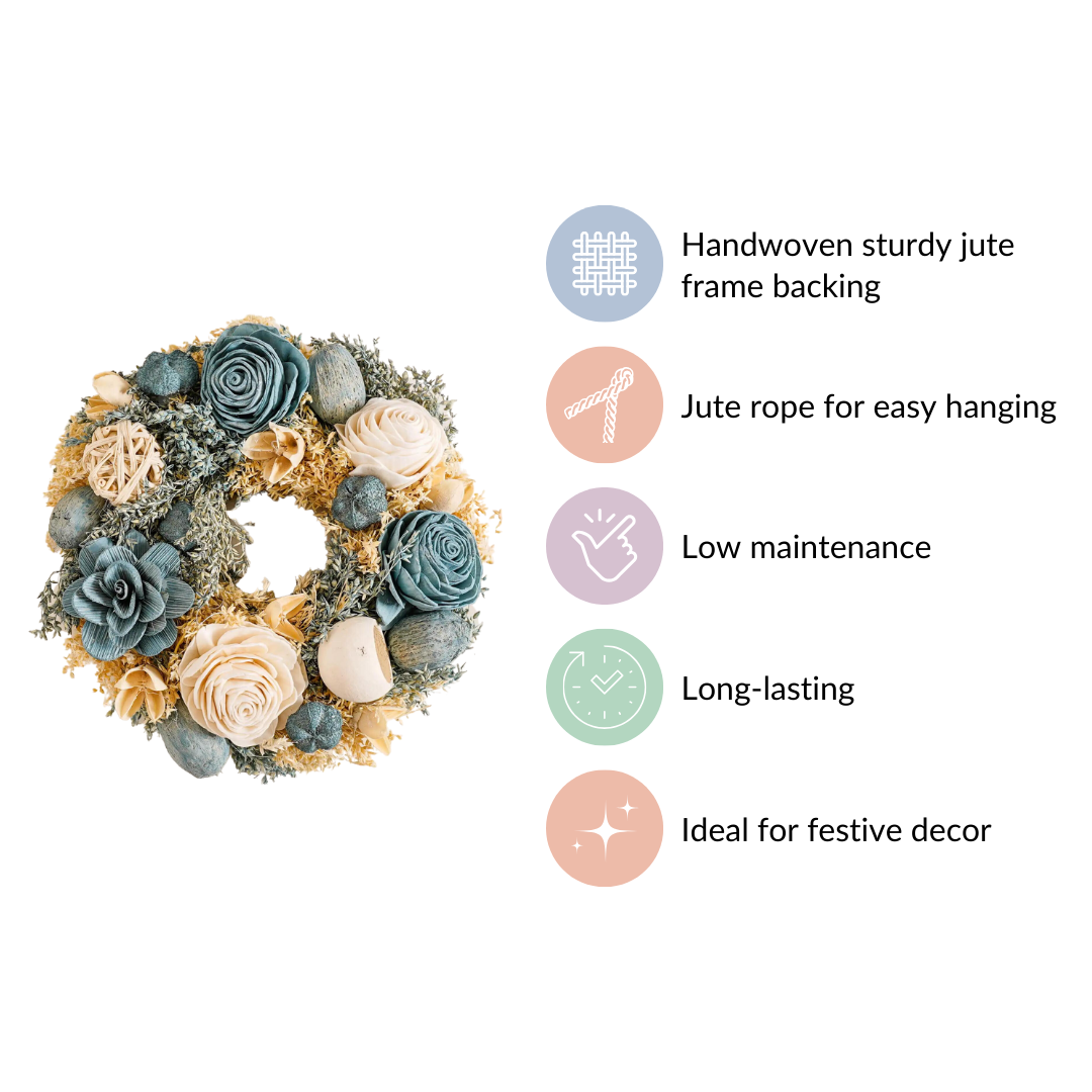 Sustainable Floral Wreath Garland Blue Nestasia