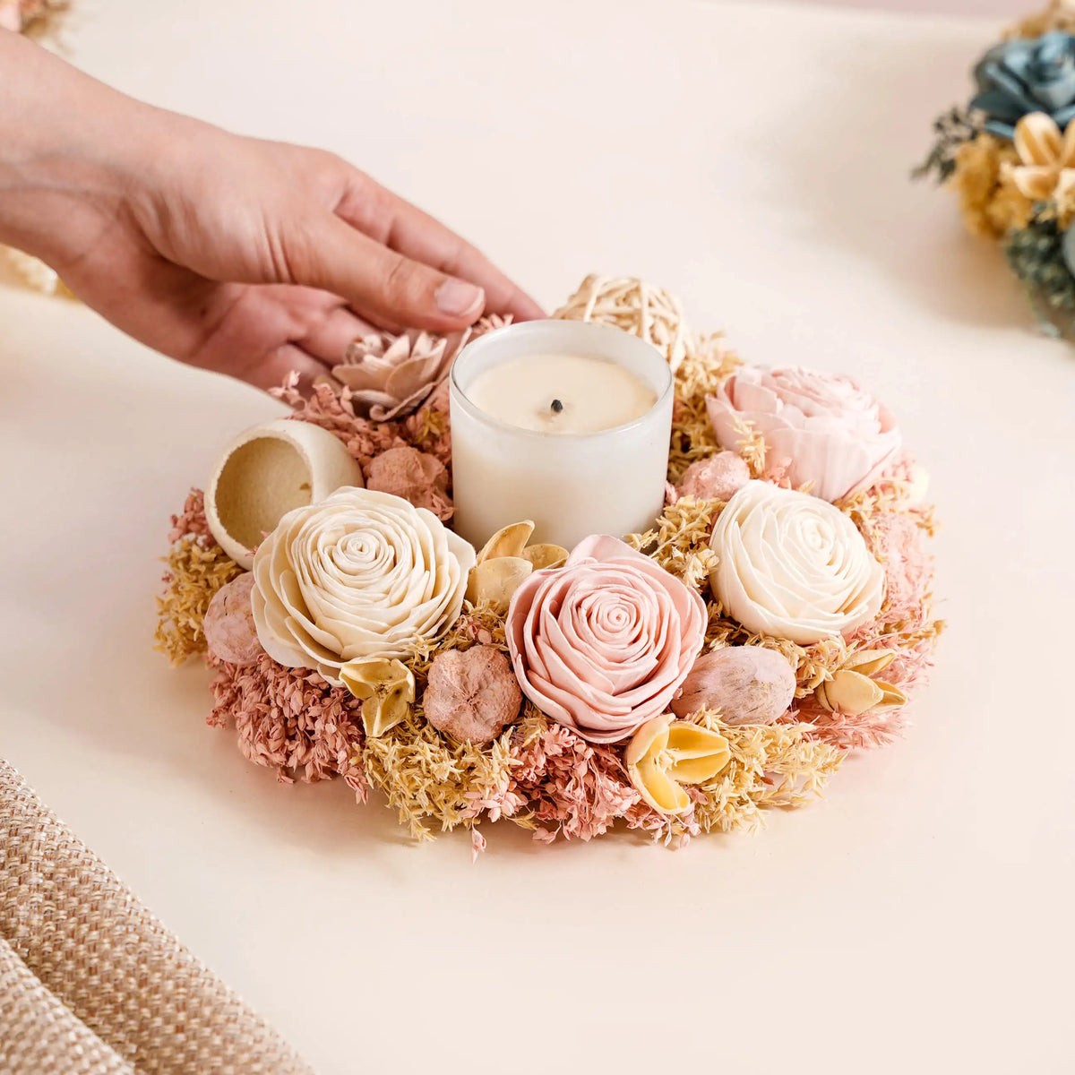 Eco-Friendly Rose Dried Flower Wreath Pink Nestasia
