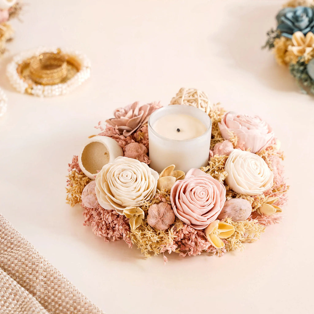 Eco-Friendly Rose Dried Flower Wreath Pink Nestasia