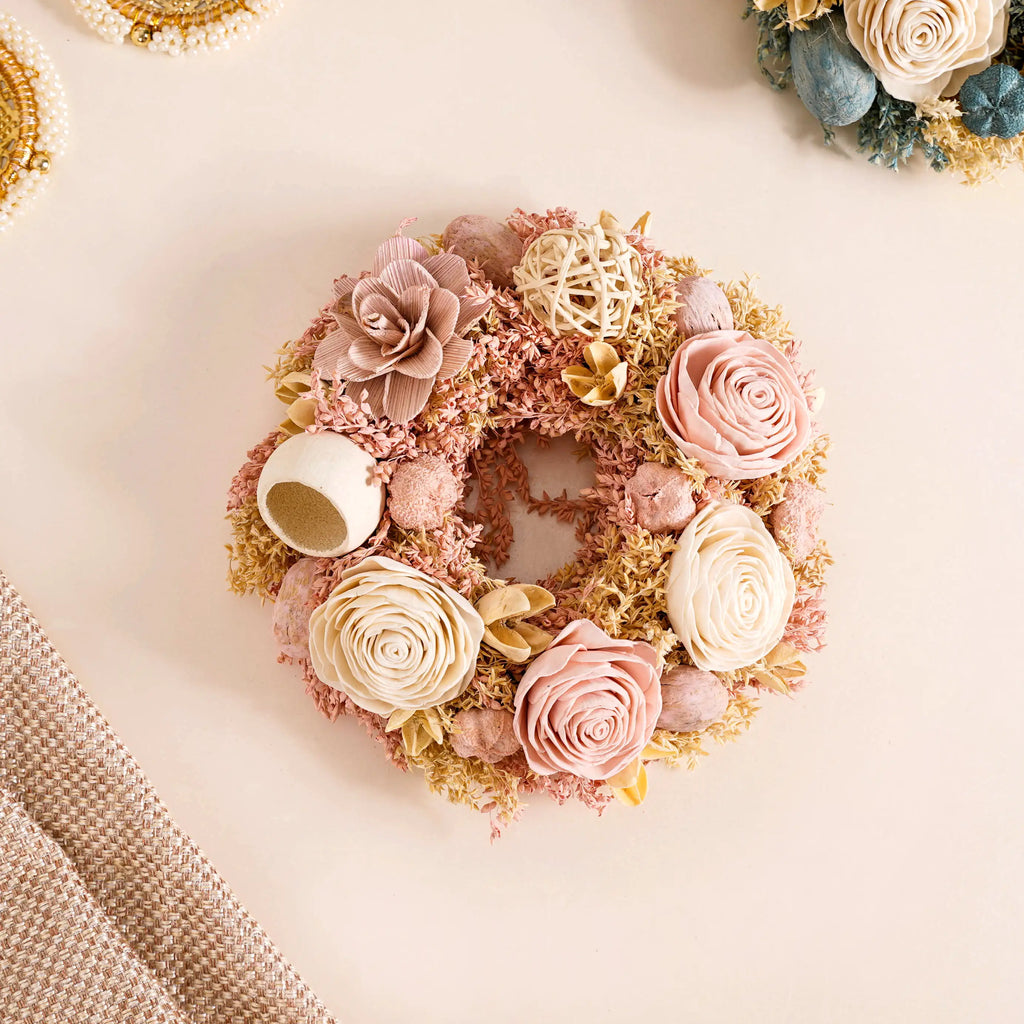 Eco-Friendly Rose Dried Flower Wreath Pink Nestasia