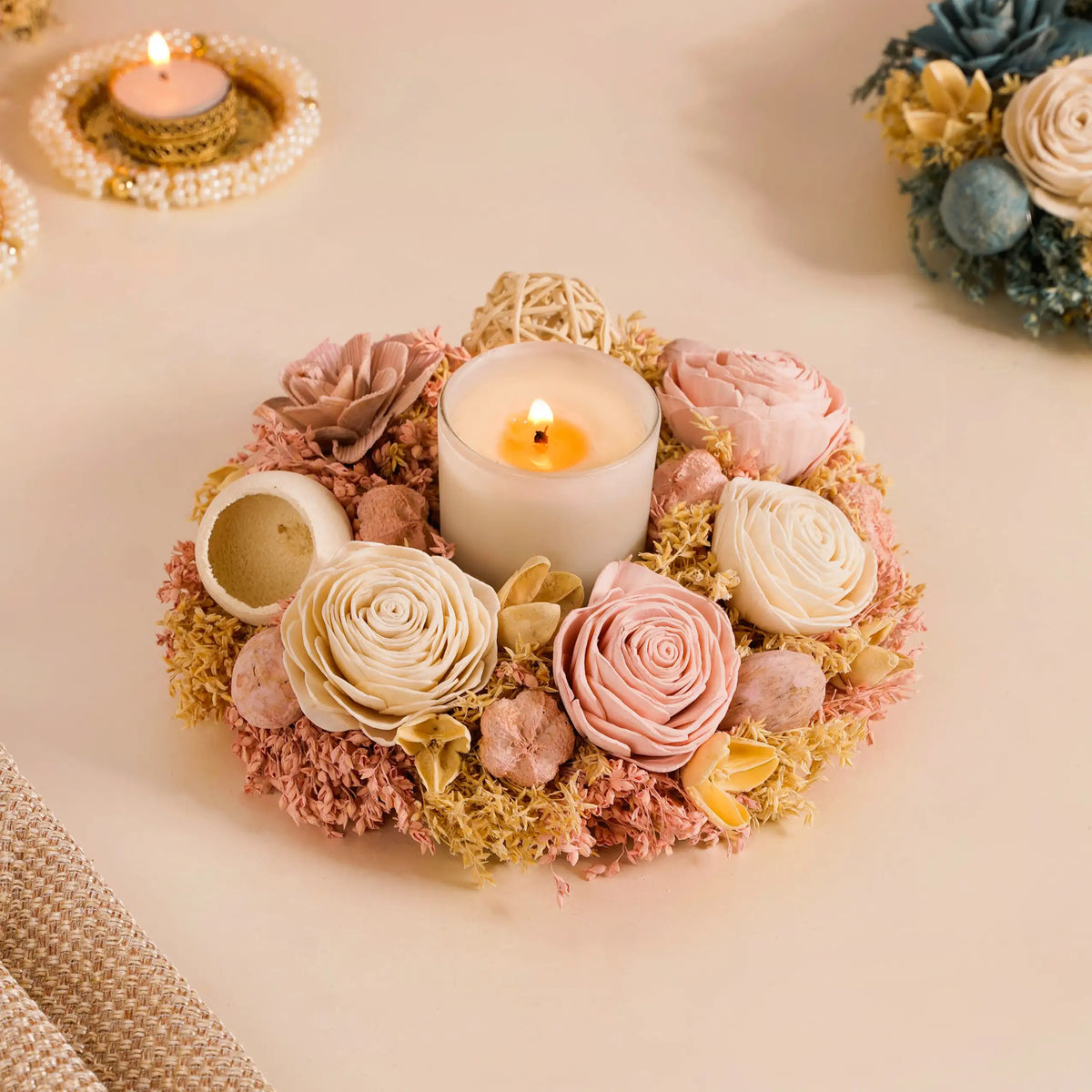 Eco-Friendly Rose Dried Flower Wreath Pink Nestasia