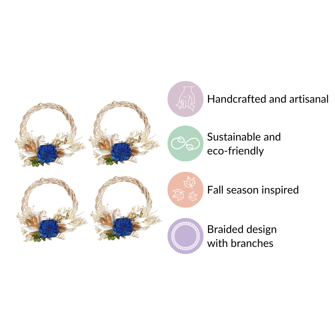 Mini Shola Flower Wreath Eco-Friendly Set Of 4 Nestasia