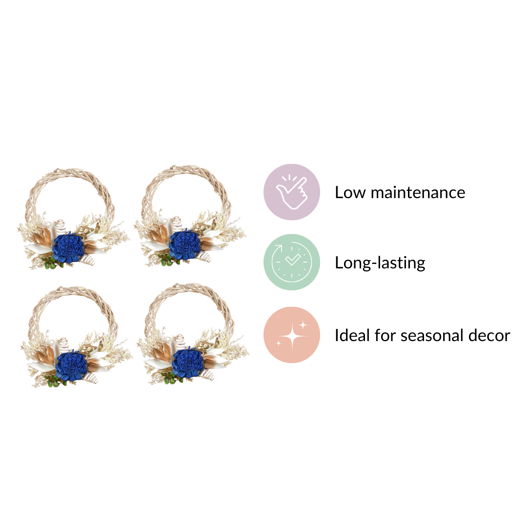 Mini Shola Flower Wreath Eco-Friendly Set Of 4 Nestasia