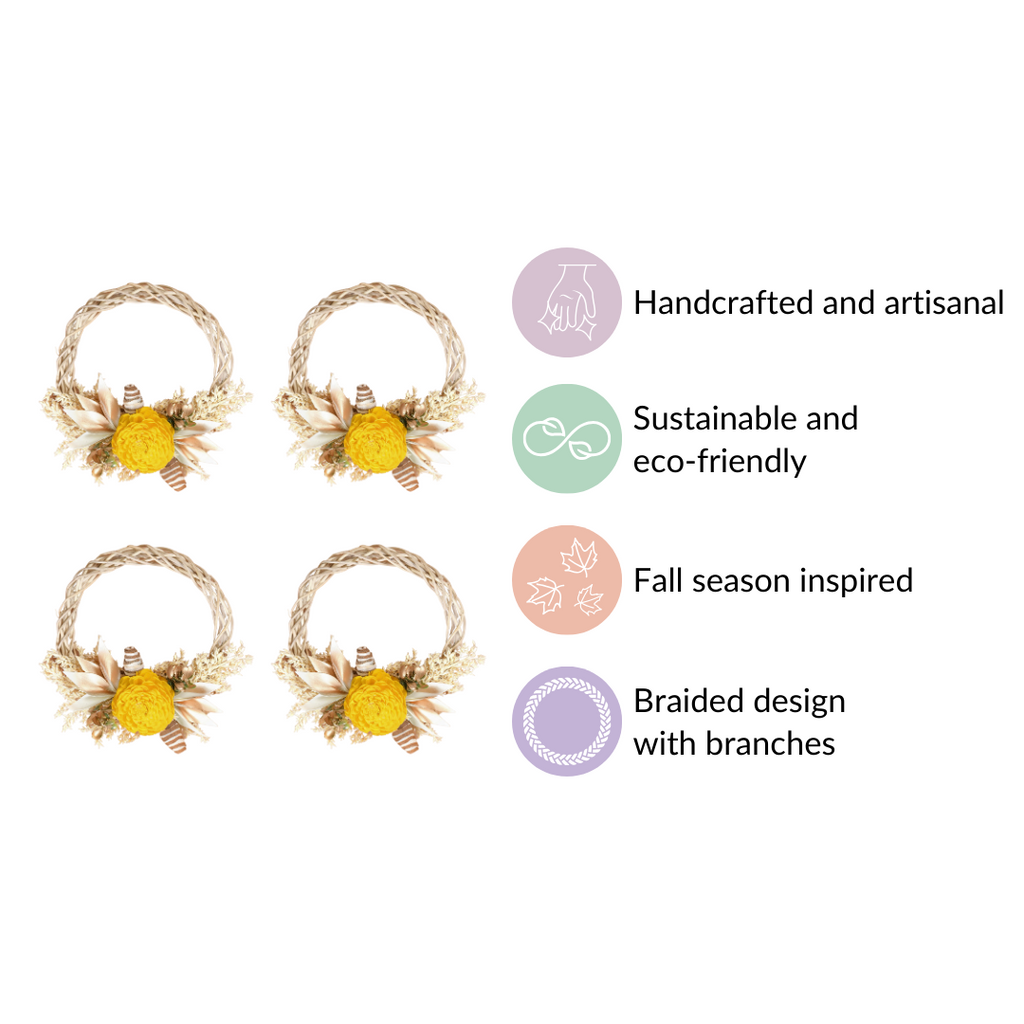 Mini Floral Garland Wreath For Wall Decor Set Of 4 Nestasia