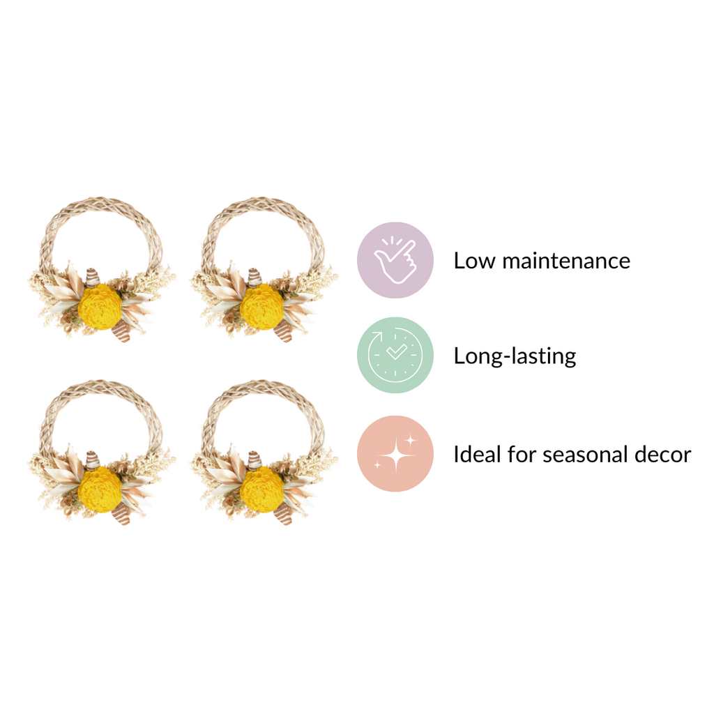 Mini Floral Garland Wreath For Wall Decor Set Of 4 Nestasia