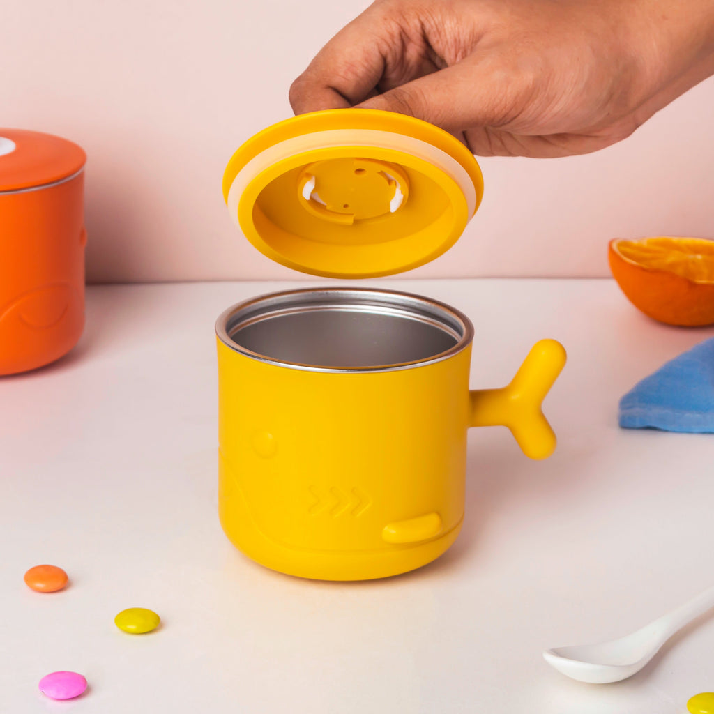 Keep Warm Stainless Steel Feeding Cup Yellow 200 ml Nestasia