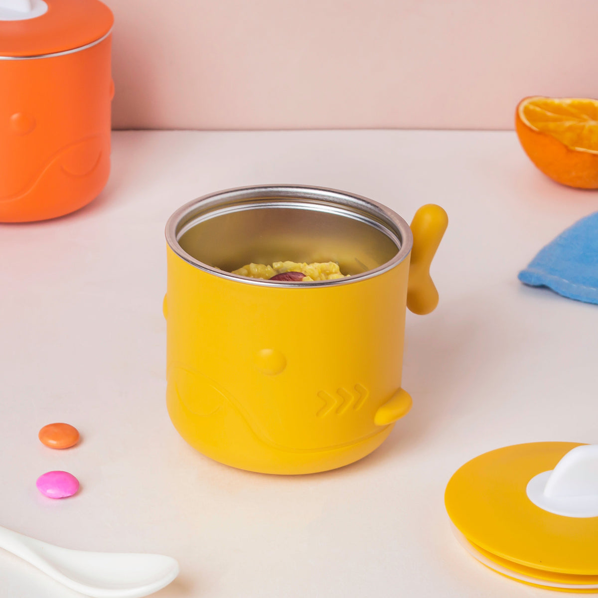 Keep Warm Stainless Steel Feeding Cup Yellow 200 ml Nestasia