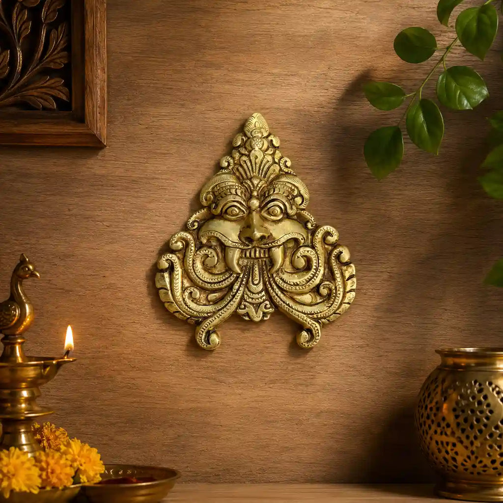 Brass Yali / Kirtimukha Face Wall Hanging Vedansh Craft