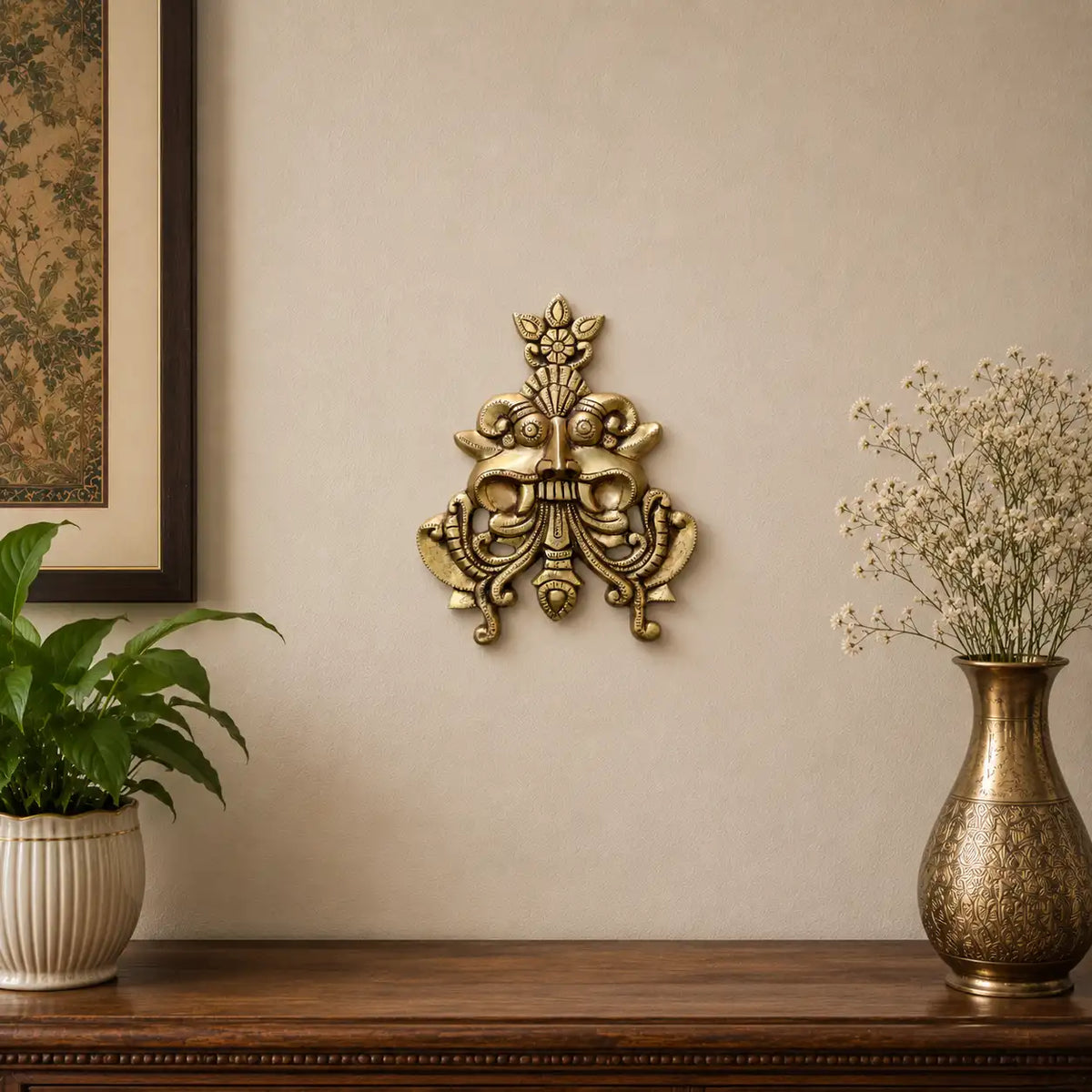 Brass Yali / Kirtimukha Face Wall Hanging Vedansh Craft