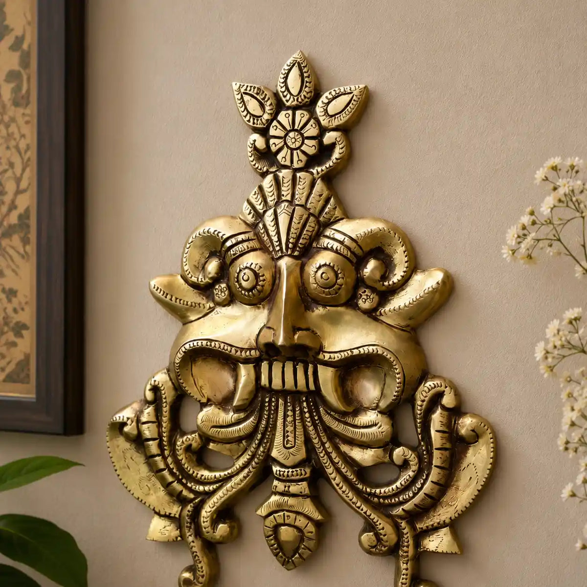 Brass Yali / Kirtimukha Face Wall Hanging Vedansh Craft