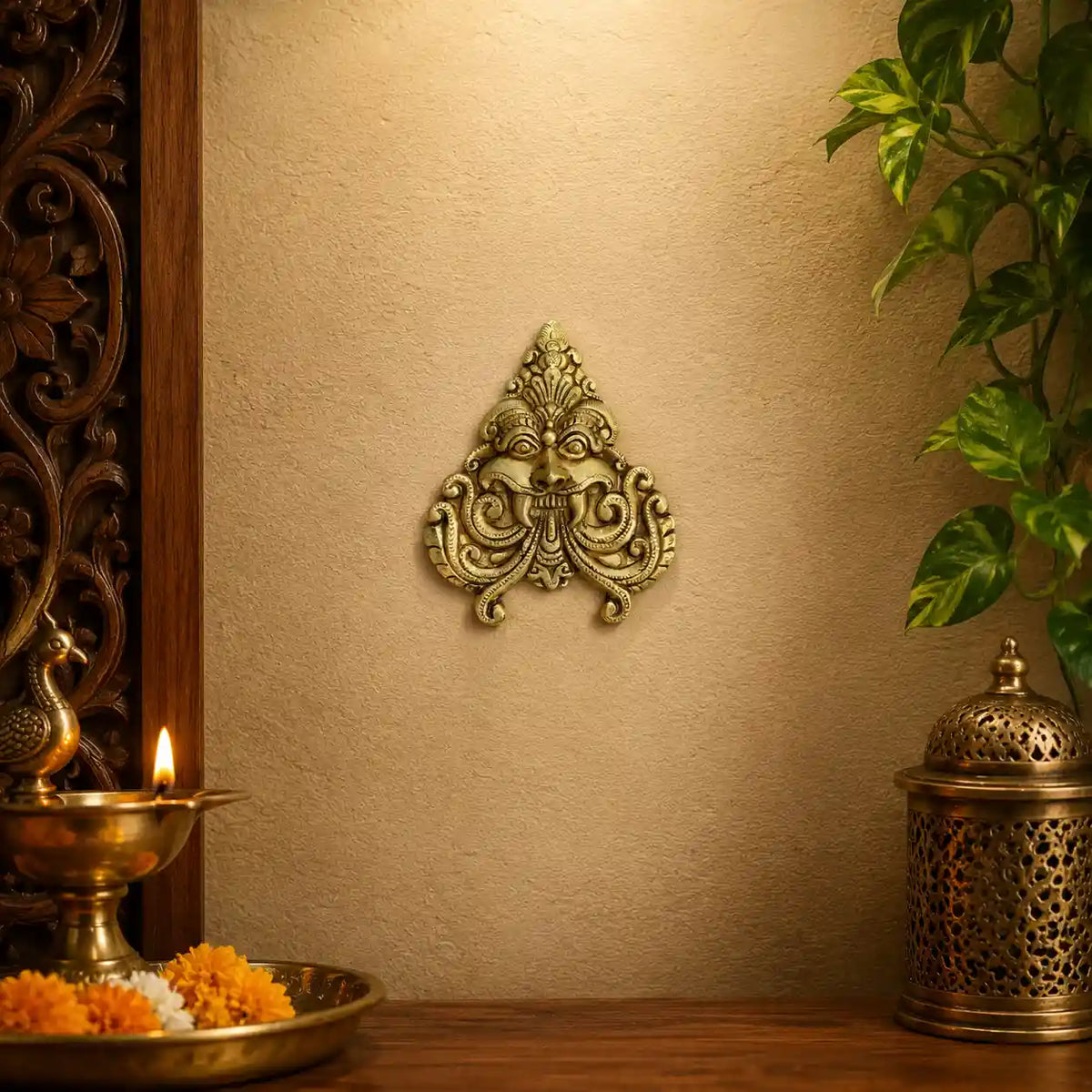 Brass Yali / Kirtimukha Face Wall Hanging Vedansh Craft