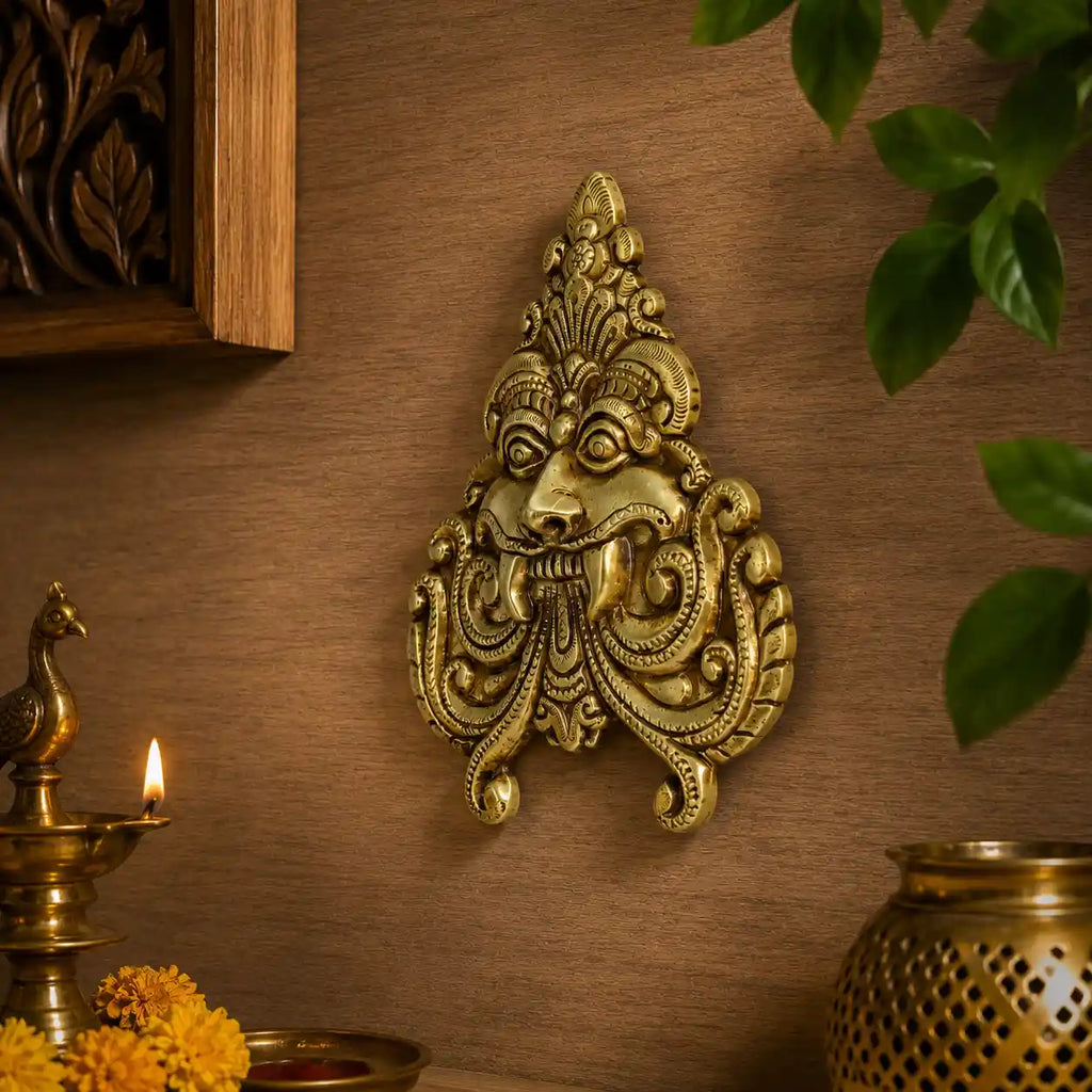 Brass Yali / Kirtimukha Face Wall Hanging Vedansh Craft
